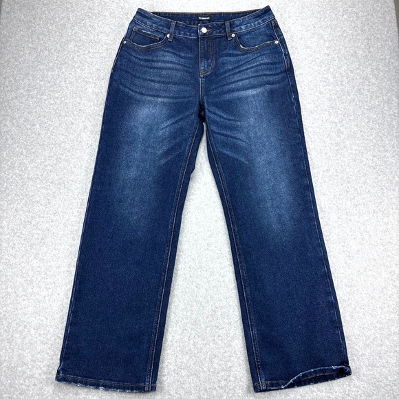 Flamingals Denim - Flamingals Jeans Womens XL Blue Denim High Rise Straight Leg 5 Pocket Streetwear